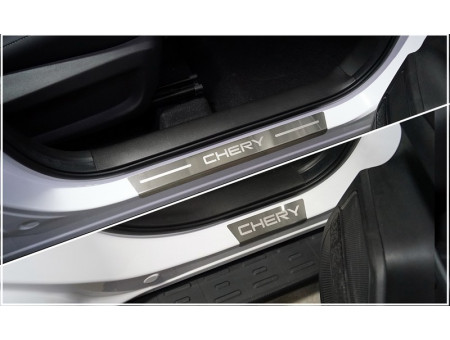 Накладки на пороги (лист шлифованный надпись Chery) 4 шт.